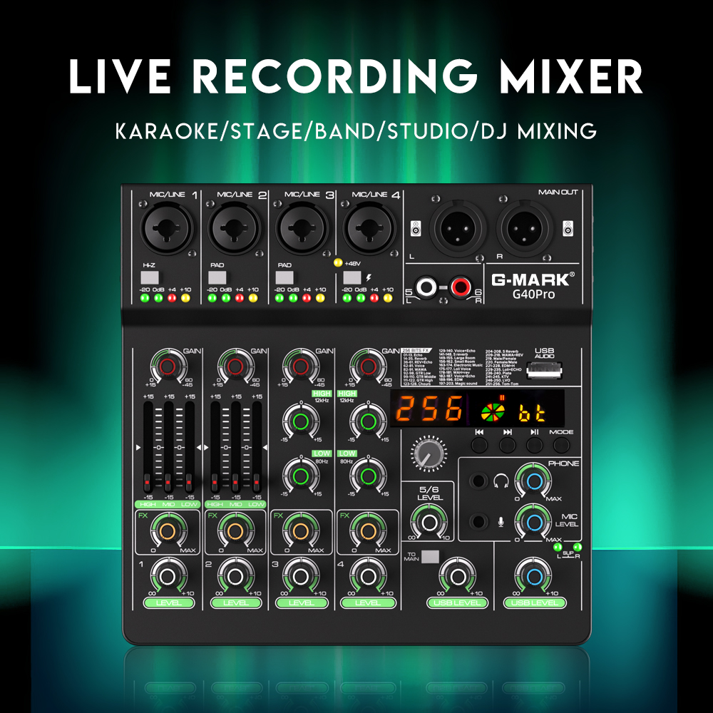 Audio Mixer 4 Channel - Mixing Console G-MARK G40PRO 4-Channel Audio
