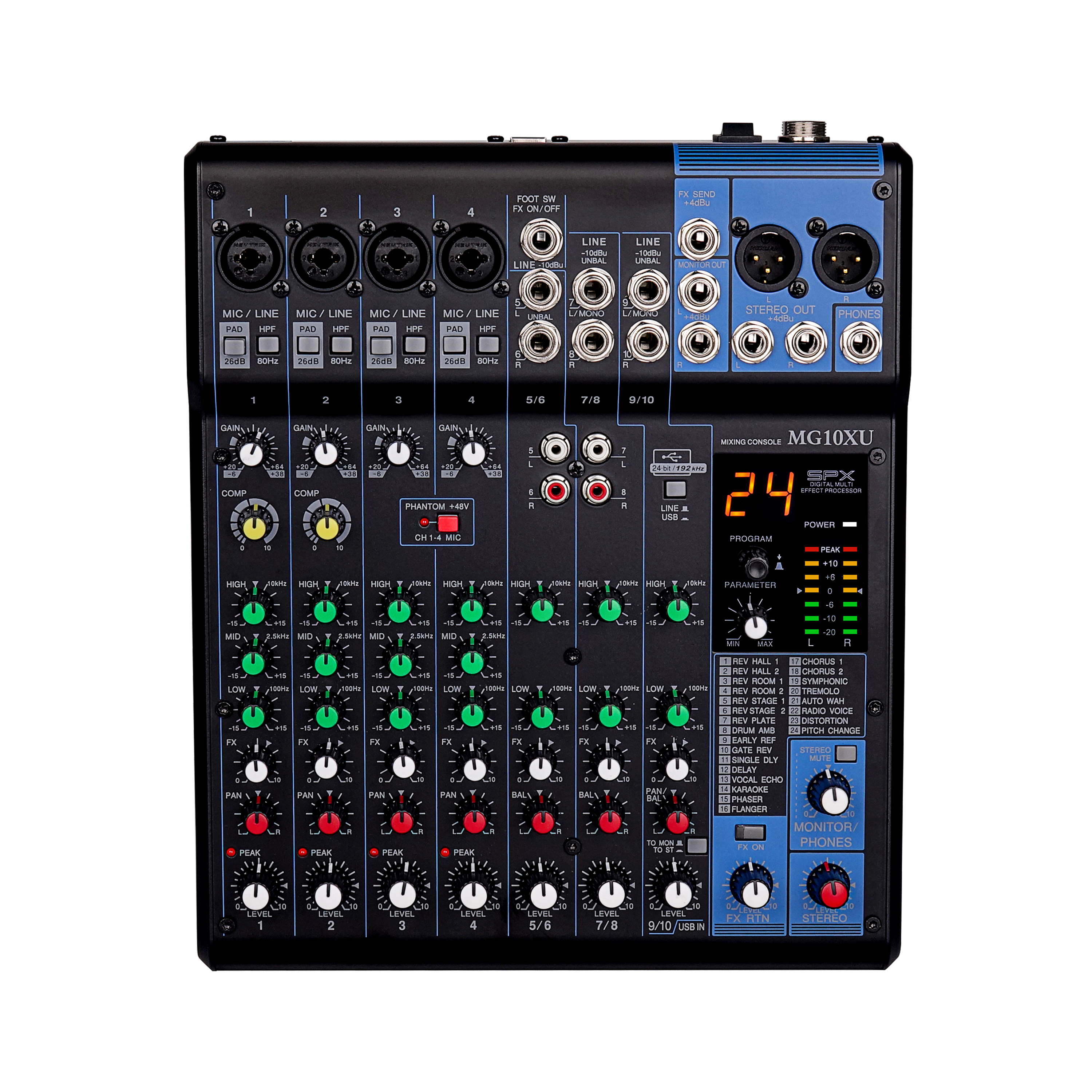 Audio Music Mixer - 10-Channel Professional Audio Mixer Stainless Steel