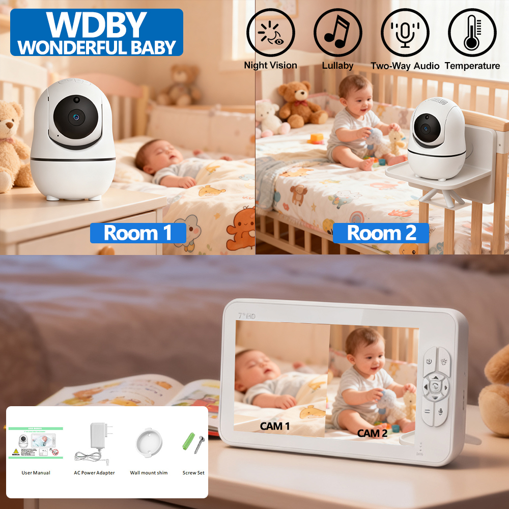 Audio Music To Video - 7.0 Inch HD Video Baby Monitor