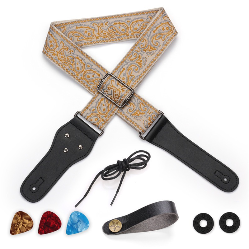 Electric Guitar Pick Pack - Pluggable Pick Embroidered Guitar Strap Jacquard