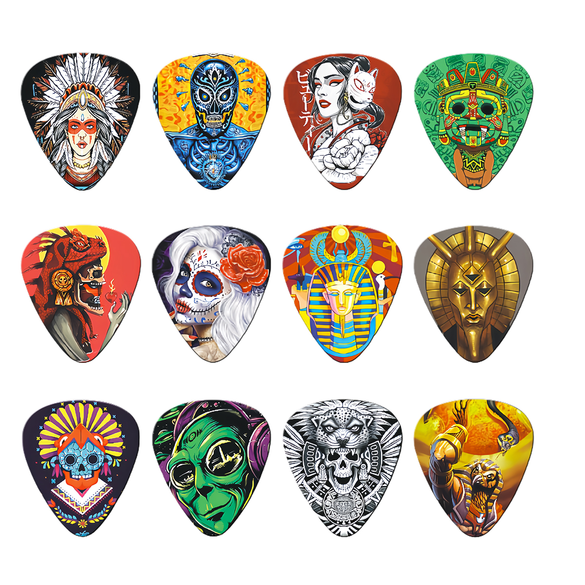 12PCS Unique Colorful Printed  - Electric Guitar Pick Pack 评论和价格