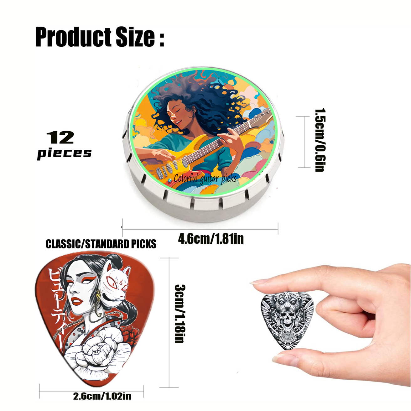 12PCS Unique Colorful Printed  - Electric Guitar Pick Pack 评论和价格