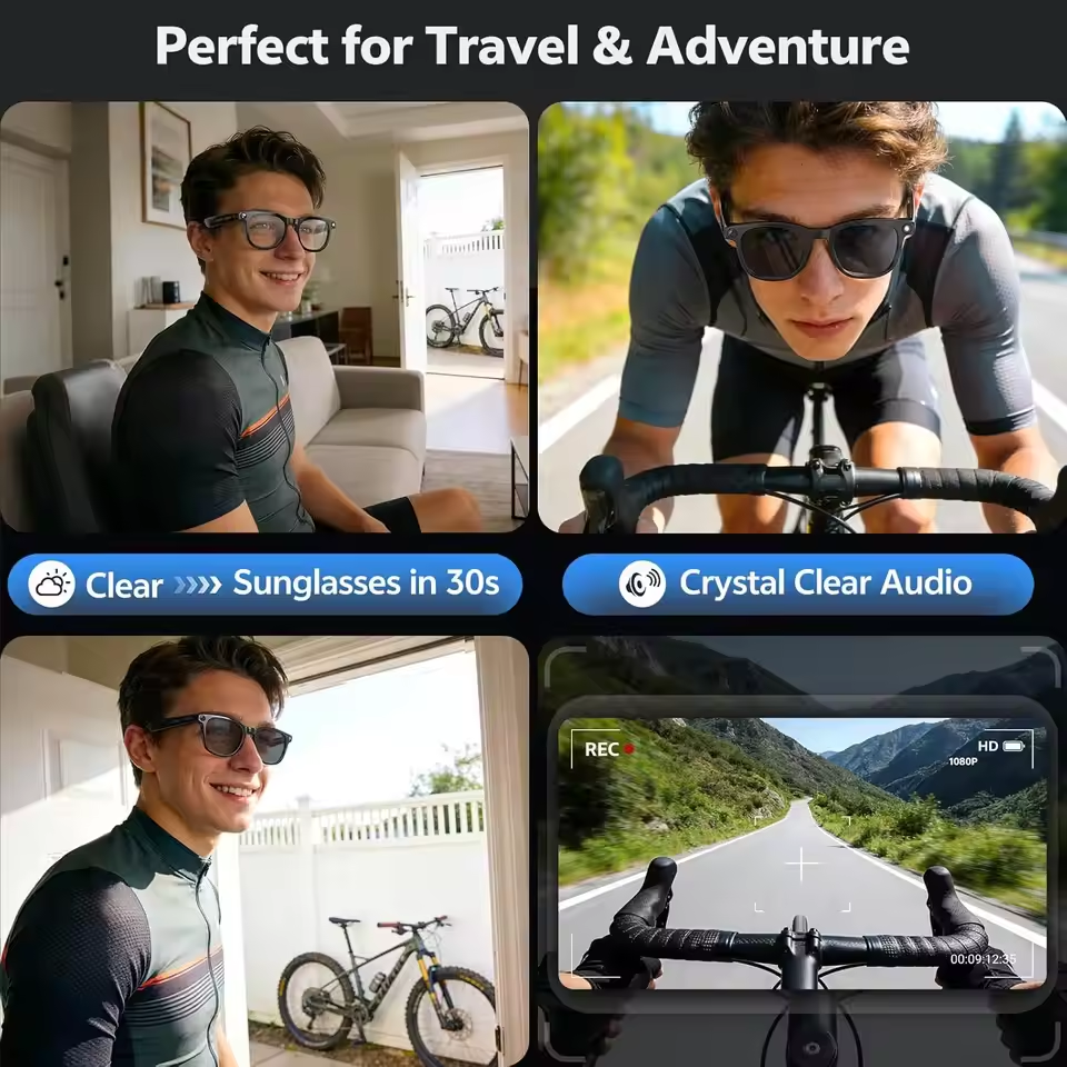 Wireless Smart Camera Glasses  - Audio Music To Video 评论和价格