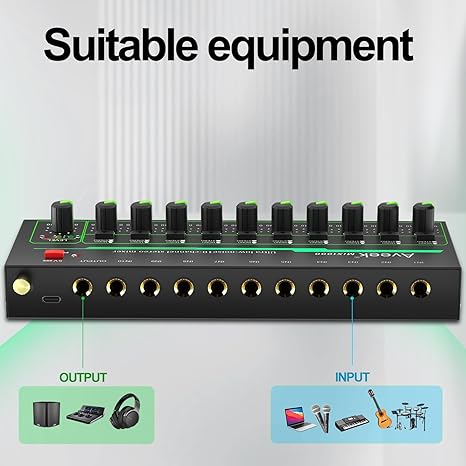 Aveek 10 Channel Mixer - Mini  - Audio Mixer 4 Channel 评论和价格