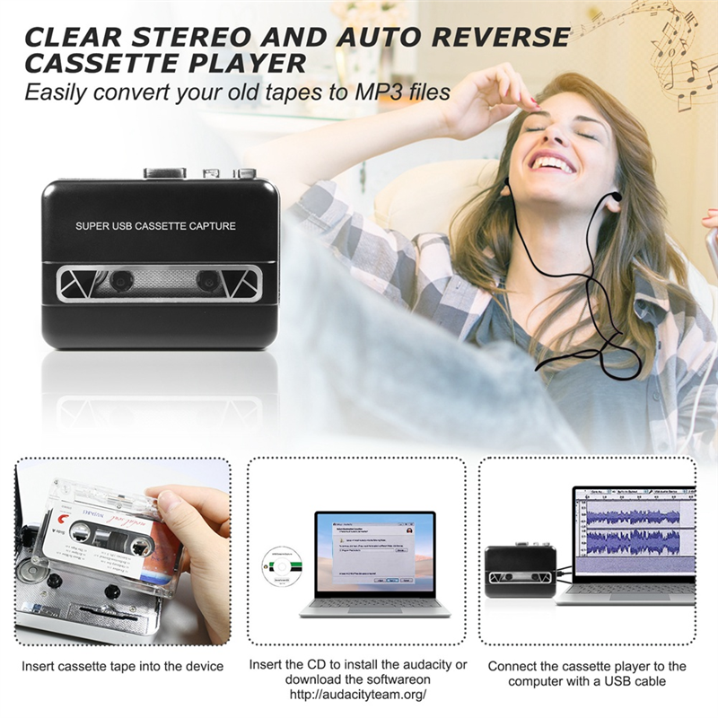 AA60-Super USB Cassette-To-MP3 - Audio Music Converter To Mp3 评论和价格
