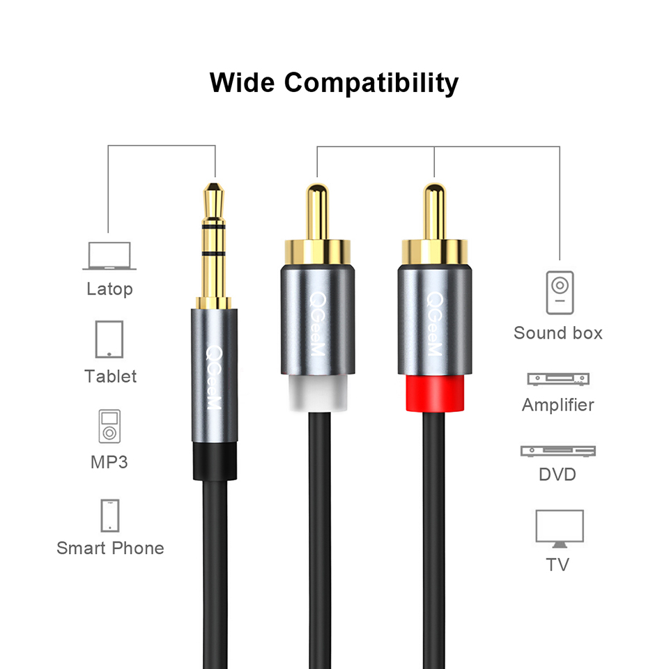 QGeeM RCA Cable 2RCA to 3.5 Au - Audio Music Mixer 评论和价格