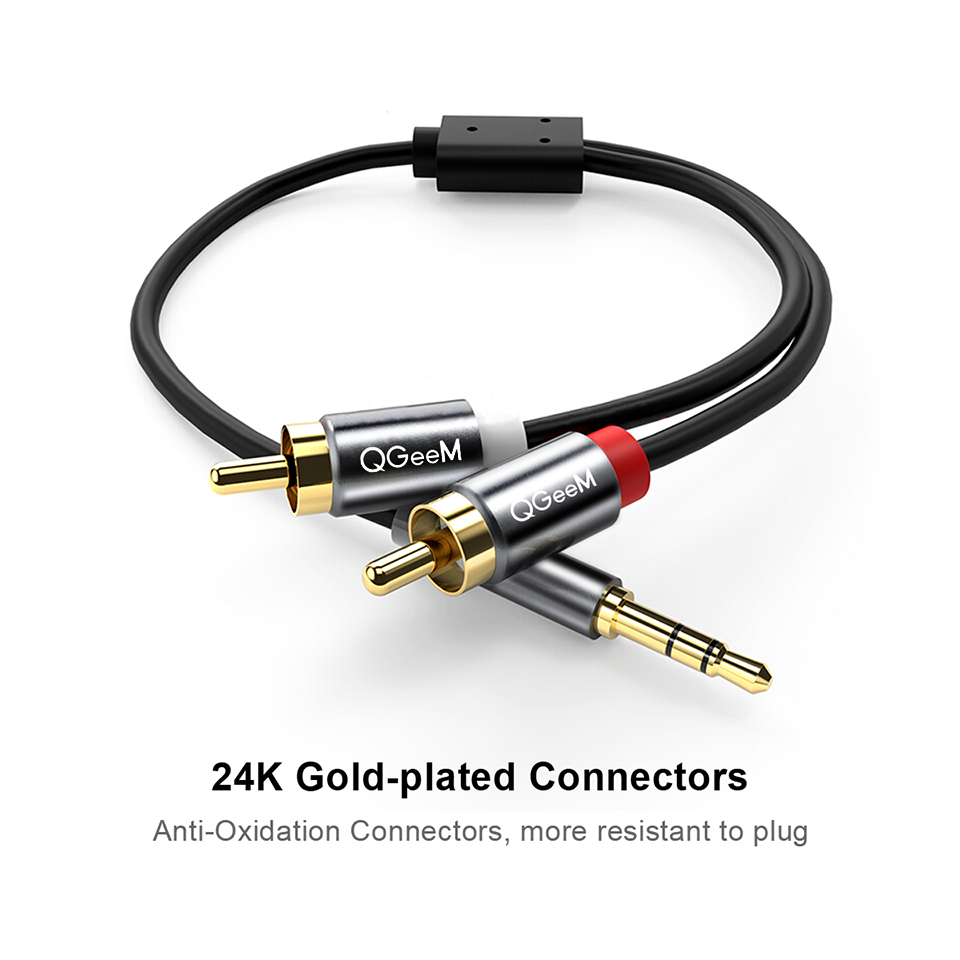 QGeeM RCA Cable 2RCA to 3.5 Au - Audio Music Mixer 评论和价格