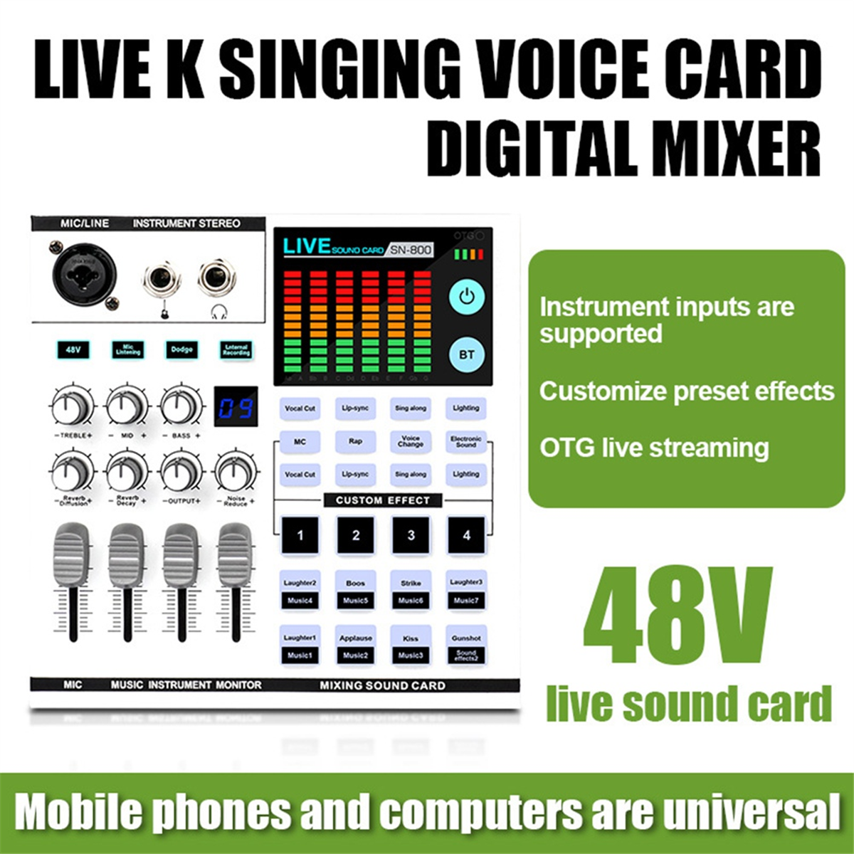 SN800 Live Sound Card Voice Ch - Audio Music Changer 评论和价格