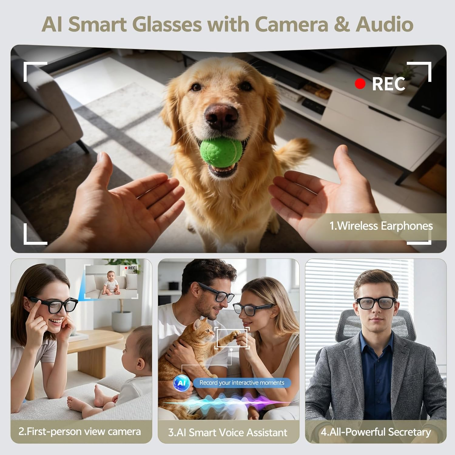 2026 New Camera Glasses 1080P  - Audio Music To Video Ai Free 评论和价格