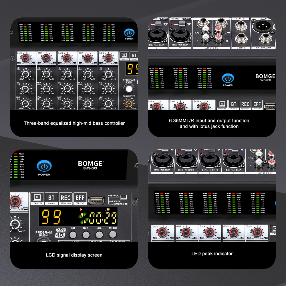 BOMGE Audio Mixer 6 Channel Mi - Audio Mixer 4 Channel 评论和价格