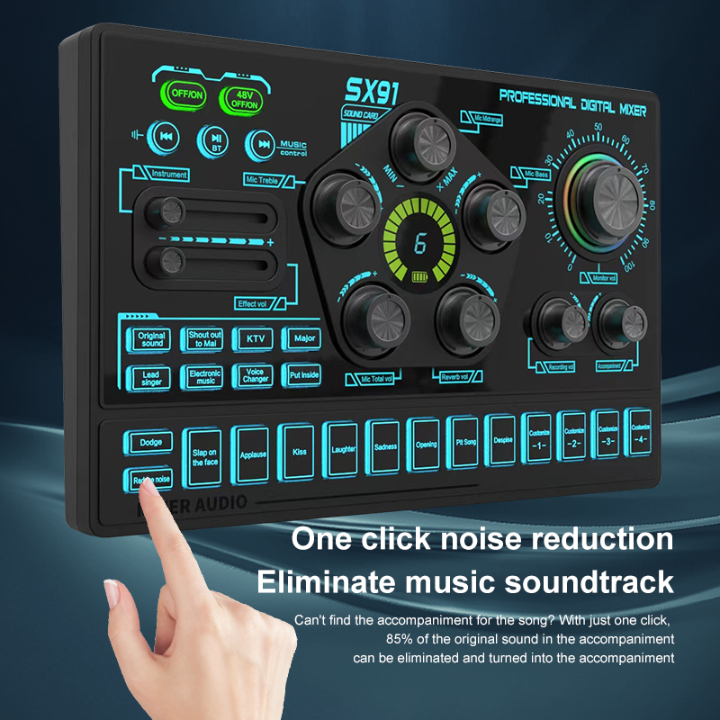 SX91 48V Audio Mixer with Voic - Audio Mixer 4 Channel 评论和价格