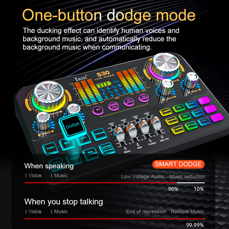 IRIN S30 Live Sound Card Audio - Audio Music Mixer 评论和价格