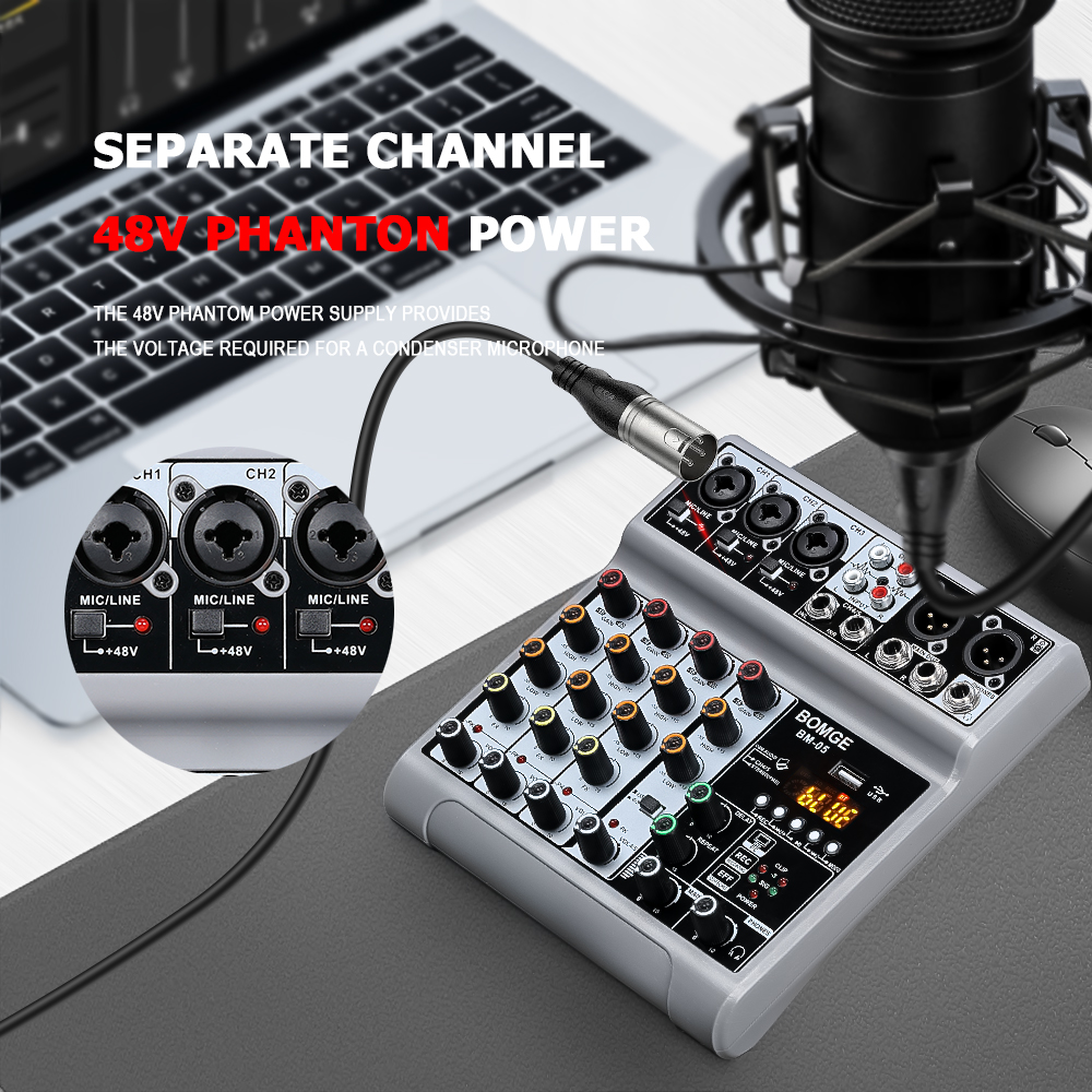 Mixer BM-05 Dj Mixing Console  - Audio Mixer 4 Channel 评论和价格