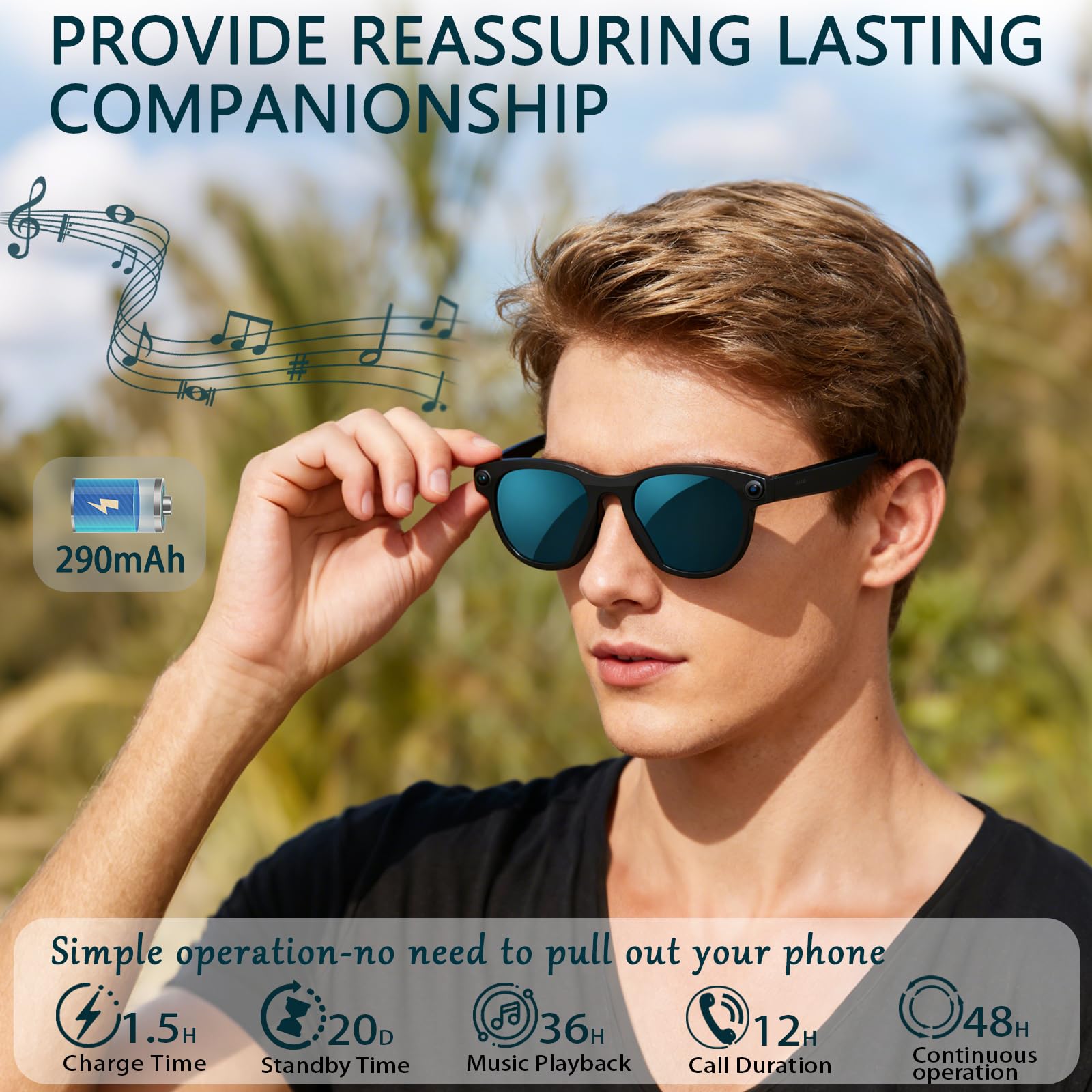 Black Smart Ai Glasses for Men - Audio Music To Video Ai Free 评论和价格