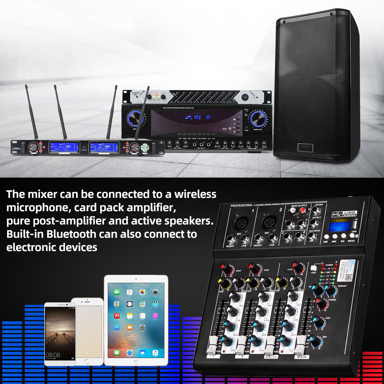4 Channel DJ Sound Mixing Depu - Audio Mixer 4 Channel 评论和价格