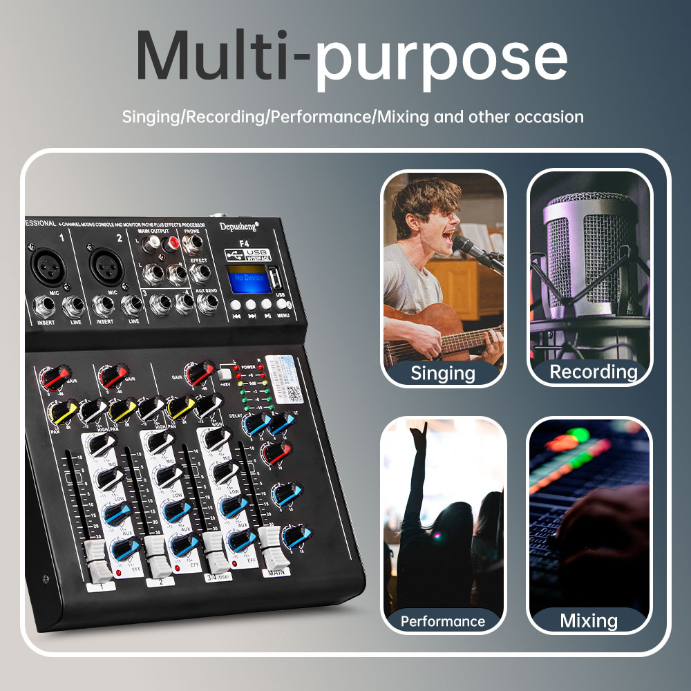 4 Channel DJ Sound Mixing Depu - Audio Mixer 4 Channel 评论和价格