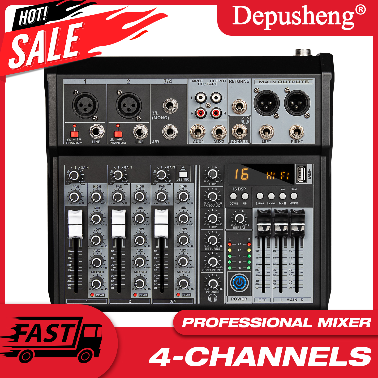 Digital 4-Channel Audio Mixer  - Audio Mixer 4 Channel 评论和价格