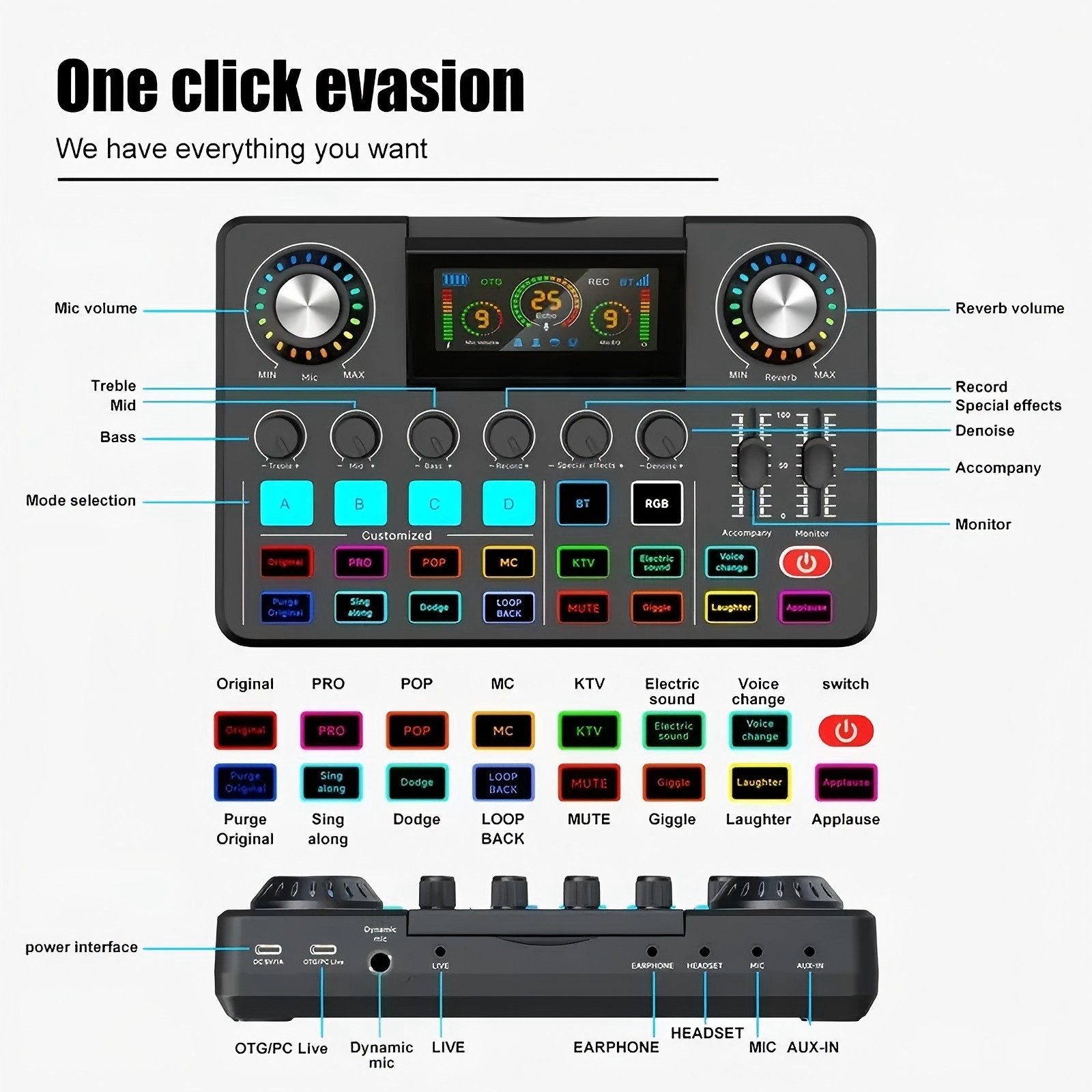 Audio Mixer, Live Sound Card w - Audio Music Changer 评论和价格