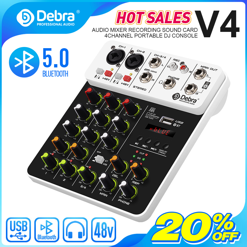 Debra V4 4 Channels Audio Mixe - Audio Mixer 4 Channel 评论和价格