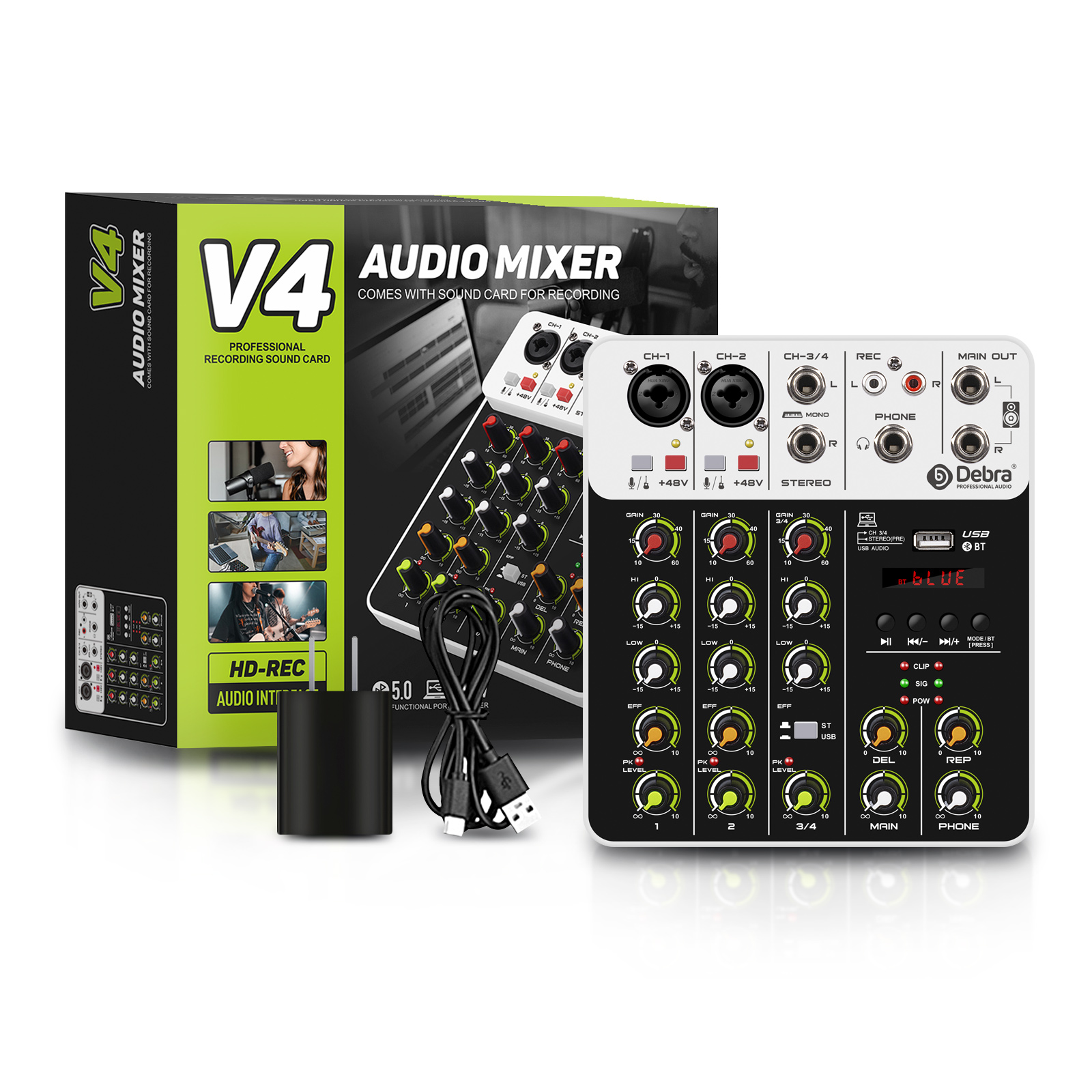 Debra V4 4 Channels Audio Mixe - Audio Mixer 4 Channel 评论和价格